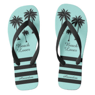 Palm Tree Personalized Beach Lover  Flip Flops