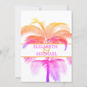 Palm Tree Pink Elegant Wedding Modern Rehearsal  Invitation