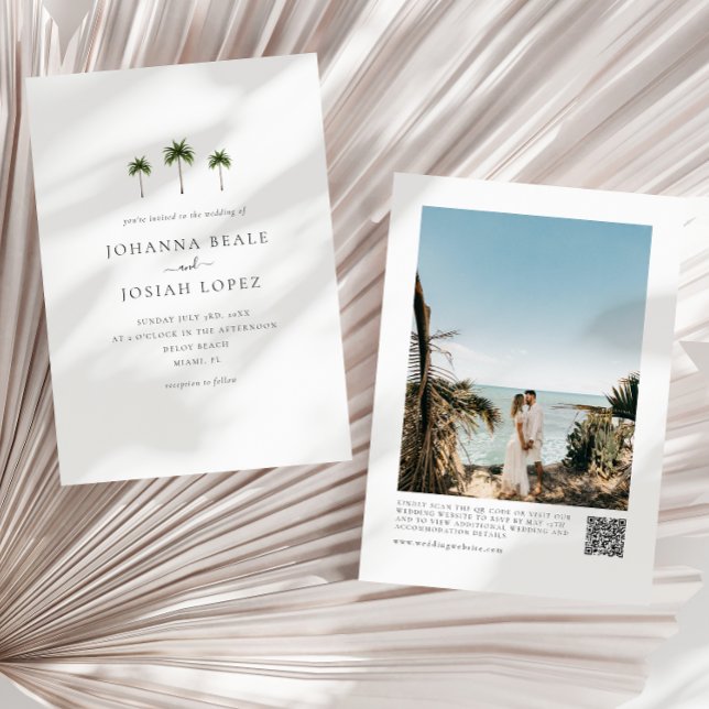 Palm Tree QR Code Photo Wedding Invitation (Creator Uploaded)