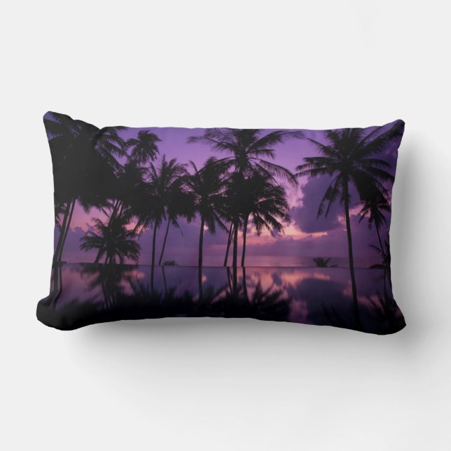Palm Tree Reflection Lumbar Pillow (Front)