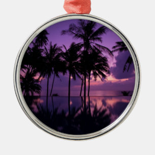Palm Tree Reflection Metal Ornament