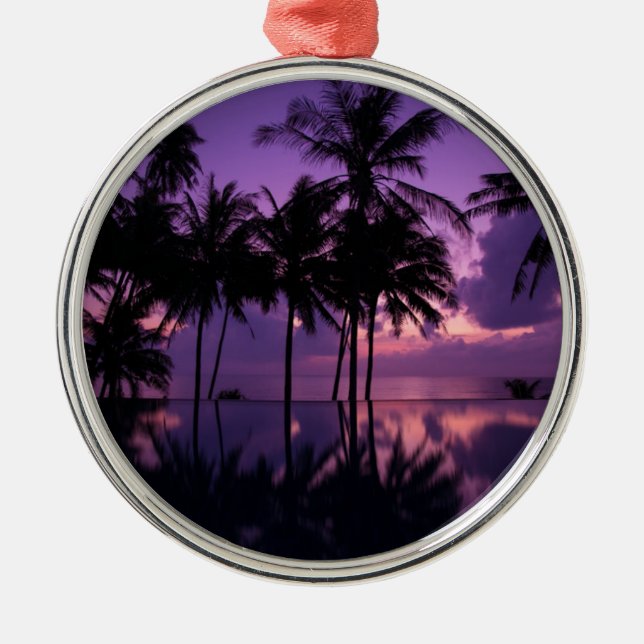 Palm Tree Reflection Metal Ornament (Front)