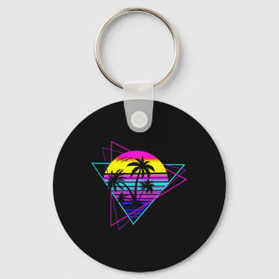 Palm Tree Retro Palm Tree 80s Eighties Summer Vaca Keychain