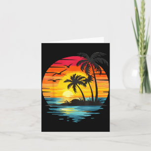 Palm Tree Retro Sunset Summer Beach Vintage Trocal Card