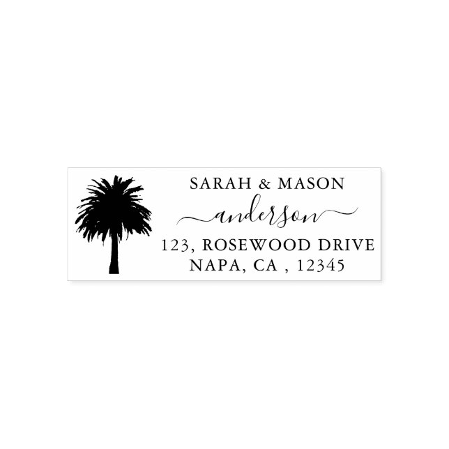 Palm Tree Return Address Self Inking Rubber Stamp (Design)