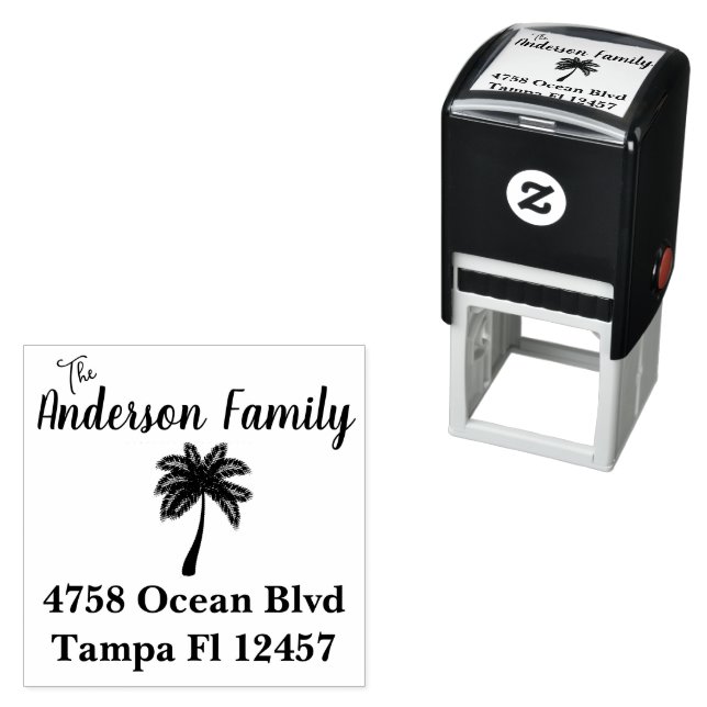 Palm Tree Return Address  Self-inking Stamp (In Situ)