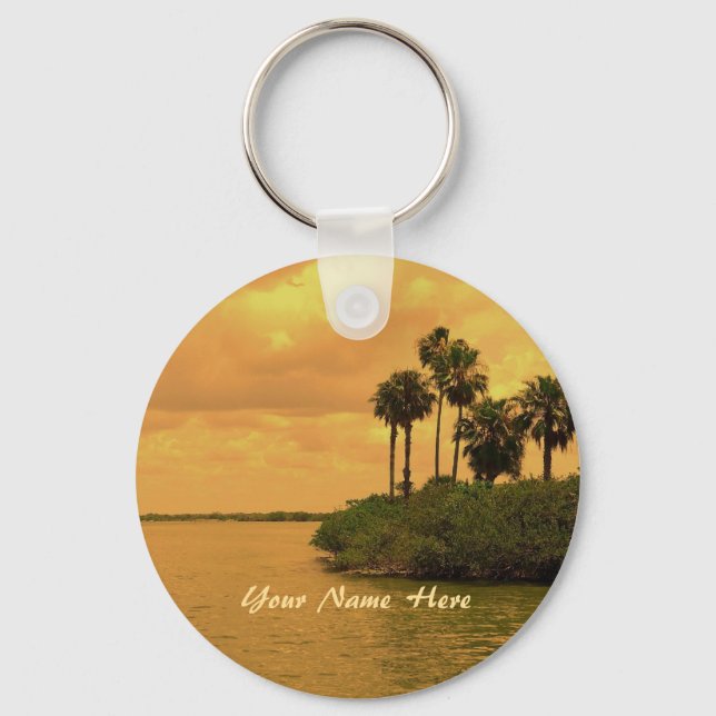Palm Tree Reverie Custom Keychain (Front)