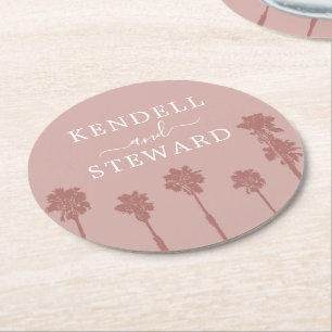 Palm Tree Romance Wedding Suite Paper Coaster