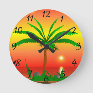Palm Tree Round Clock