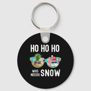 Palm Tree Santa Surfing Summer Vacation Christmas Keychain
