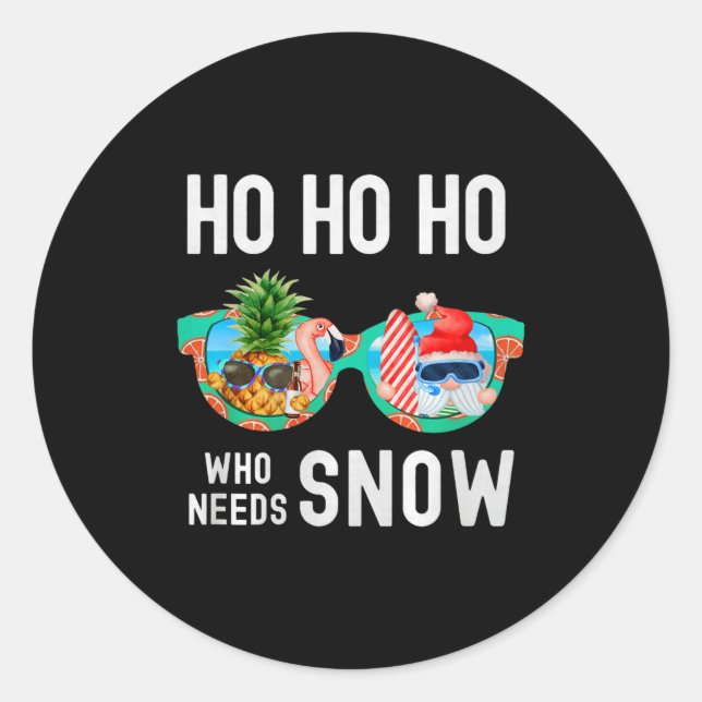 Palm Tree Santa Surfing Summer Vacation Ho Ho Ho C Classic Round Sticker (Front)