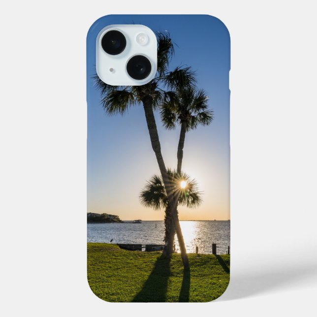 Palm Tree Scissors Silhouette iPhone Case (Back)
