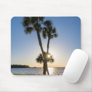 Palm Tree Scissors Silhouette Mouse Pad