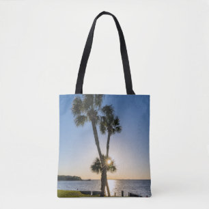 Palm Tree Scissors Silhouette Tote Bag