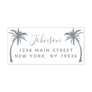 Palm Tree Script Family Name Return Address Self-inking Stamp