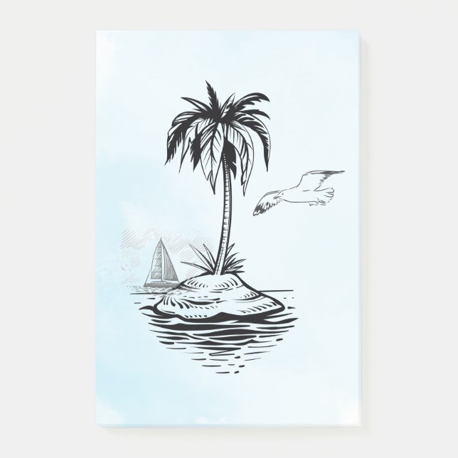 Palm Tree & Seagull sur Post-it notes (Devant)