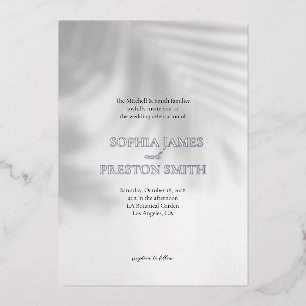 Palm Tree Shadow Modern Wedding Invite with Foil