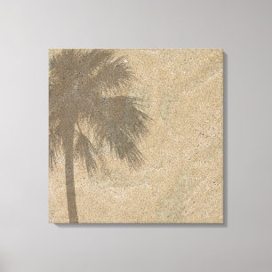 Palm Tree Shadow on Beach Sand Background - Palms Canvas Print