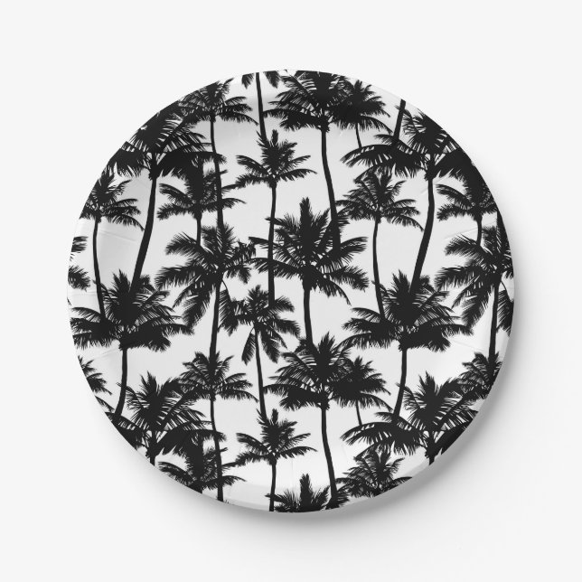 Palm Tree Shadow Pattern Paper Plate (Front)