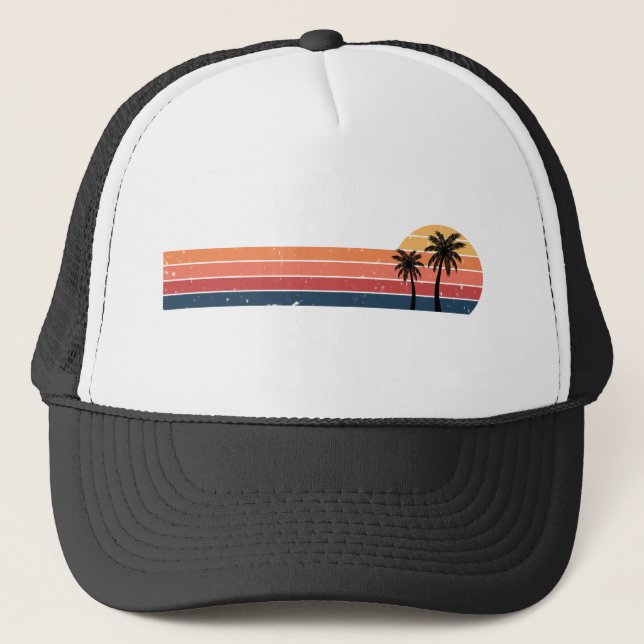 Palm Tree Shirt - Retro Style Tropical Beach  Trucker Hat (Front)