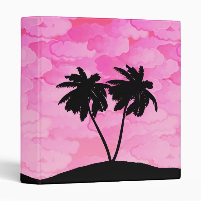 Palm Tree Silhouette Against Dawn Pink with Clouds Binder (Front/Spine)