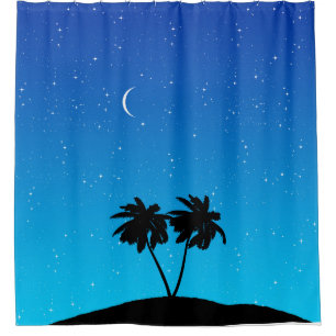 Palm Tree Silhouette Against Evening Blue