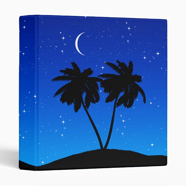 Palm Tree Silhouette Against Evening Blue Binder (Front/Spine)