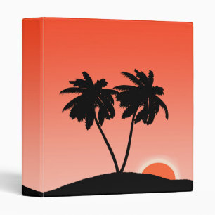Palm Tree Silhouette Against Sunset Orange  Binder