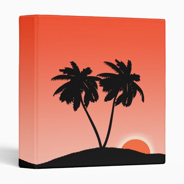 Palm Tree Silhouette Against Sunset Orange  Binder (Front/Spine)