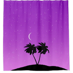 Palm Tree Silhouette Against Twilight Purple