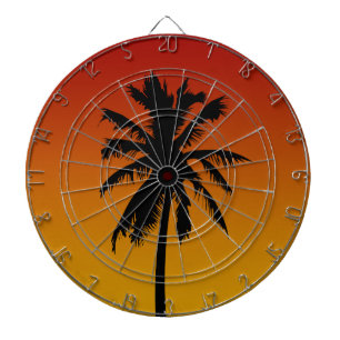 Palm Tree Silhouette Beach Theme Dart Board