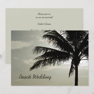Palm Tree Silhouette Beach Wedding Invitation
