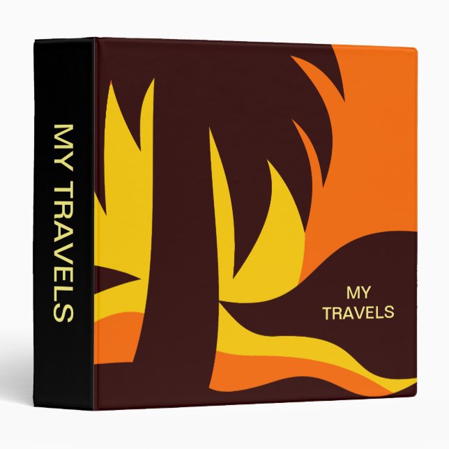 Palm Tree Silhouette By Beach 3 Ring Binder (Front/Spine)