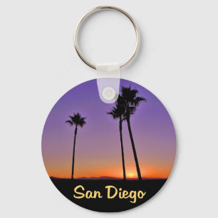 Palm Tree Silhouette In San Diego Keychain