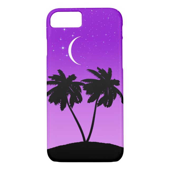 Palm Tree Silhouette on Twilight Purple Case-Mate iPhone Case (Back)