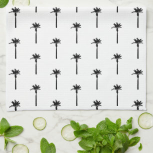 Palm Tree Silhouette Pattern Coastal Travel Chic Kitchen Towel
