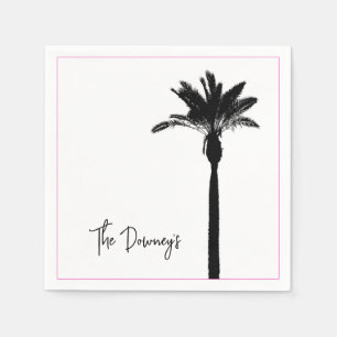Palm Tree Silhouette Travel Coastal NAME Chic Napkin
