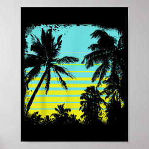 Palm Tree Silhouette Tree design Vintage Graphic Poster