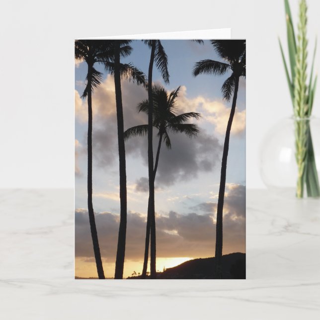 Palm Tree Silhouettes in Hawaii Card (Front)