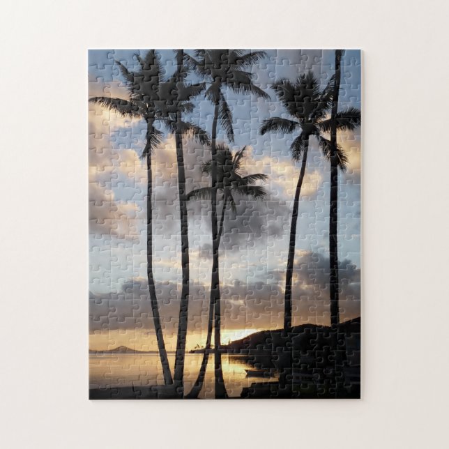 Palm Tree Silhouettes in Hawaii Jigsaw Puzzle (Vertical)
