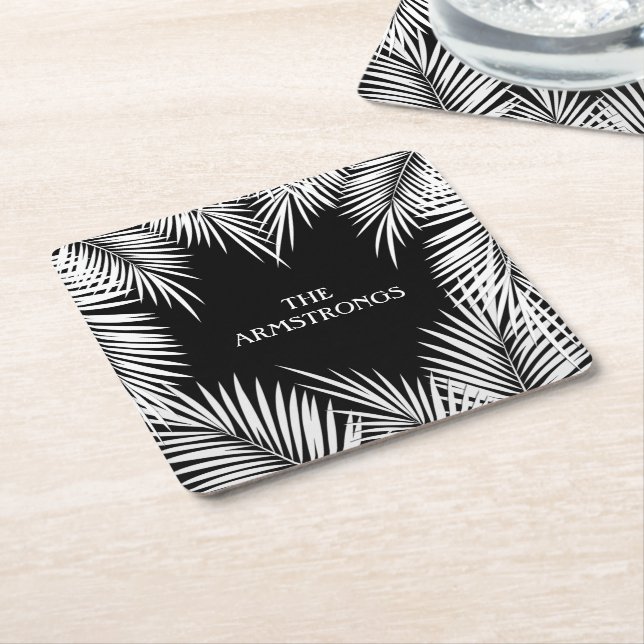 Palm Tree Square Paper Coaster (Angled)