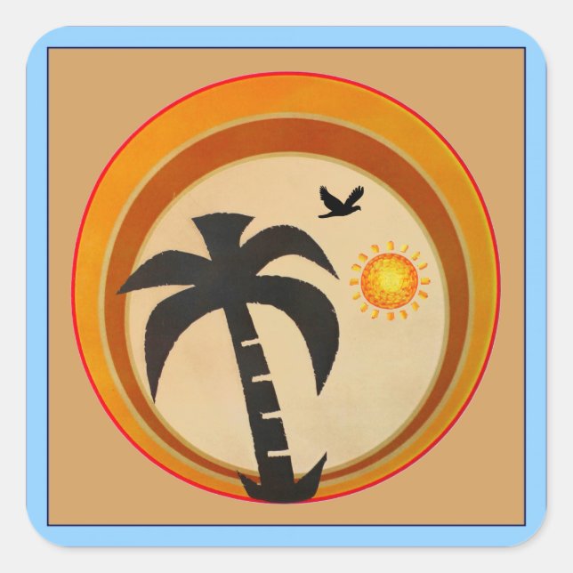 Palm Tree Square Sticker (Front)