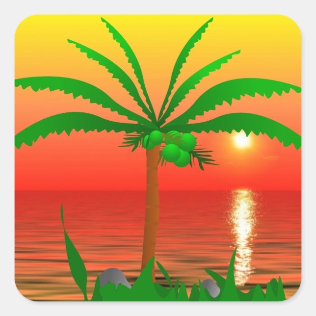 Palm Tree Square Sticker (Front)
