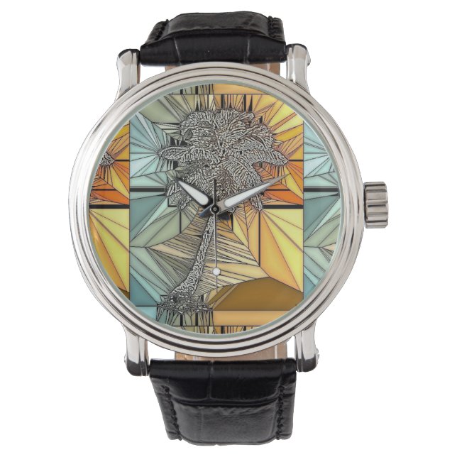 Palm Tree Stained Glass Style Watch (Front)