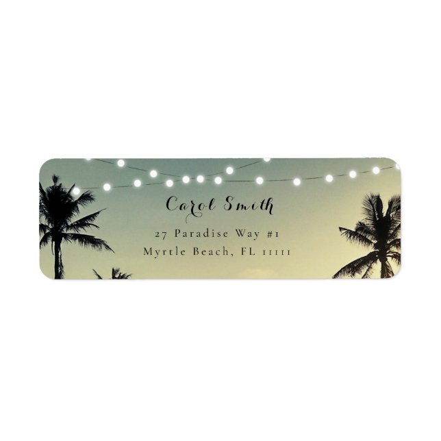 Palm Tree String Lights Return Address Label (Front)