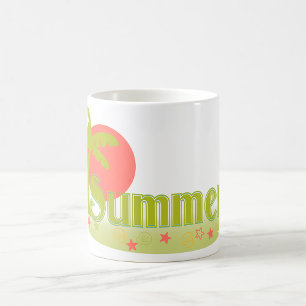 Palm Tree Summer with Sun and Beach Coffee Mug