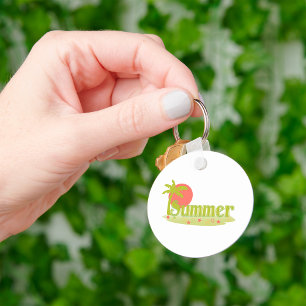 Palm Tree Summer with Sun and Beach Keychain