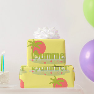 Palm Tree Summer with Sun and Beach Wrapping Paper