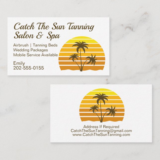 Palm Tree Sun Tanning Spray Tan Business Card (Front/Back)