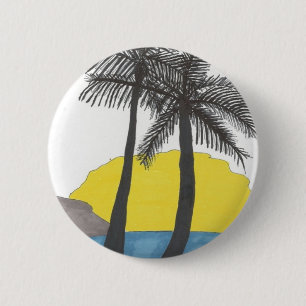 Palm Tree Sunrise Silhouette 2 Inch Round Button